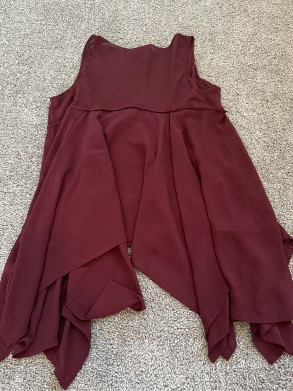 Converse Burgundy Asymmetrical V-Neck Handkerchief Hem top - Picture 5 of 5